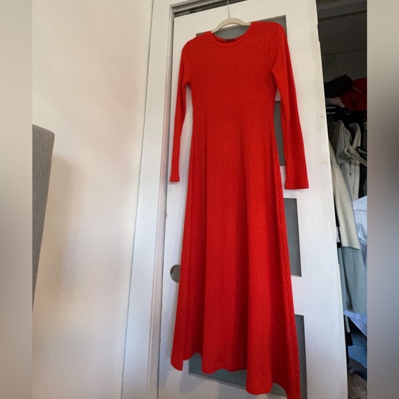 RED//ORANGE DRESS - Ribbed - Picture 1 of 4